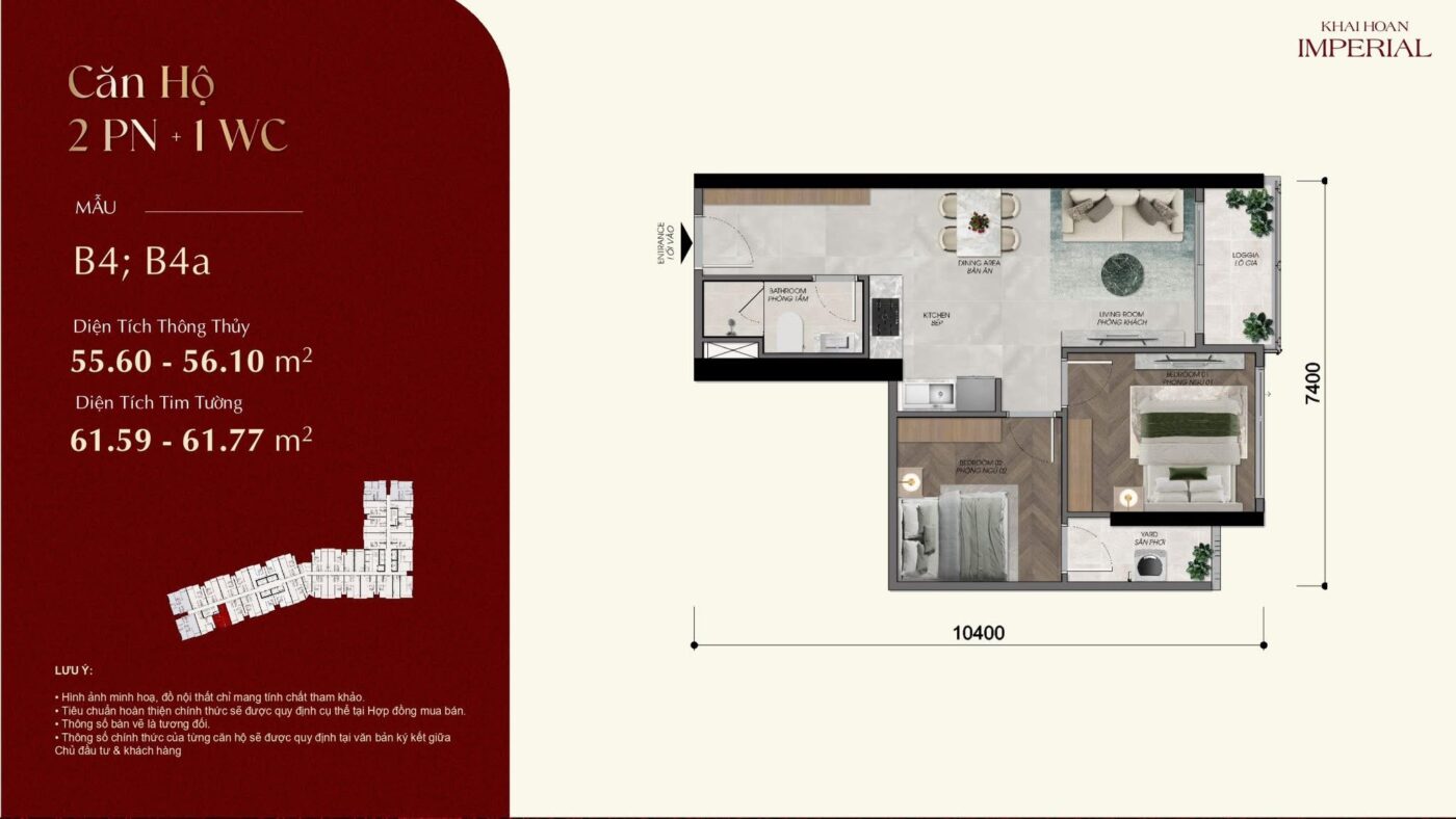 layout can ho 2pn1wc khai hoan imperial binh duong