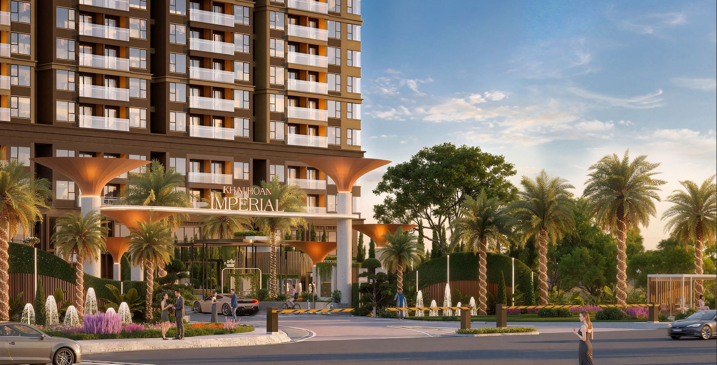 Phối cảnh lối ra vào thông thoáng, hiện đại của bãi đậu xe Khải Hoàn Imperial