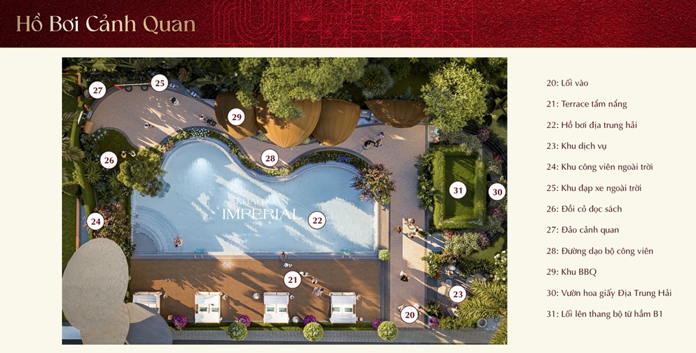 Hệ cảnh quan xanh mát cùng hồ bơi muối khoáng tầng trệt mang đến khởi đầu ngày mới an yên cho cư dân
