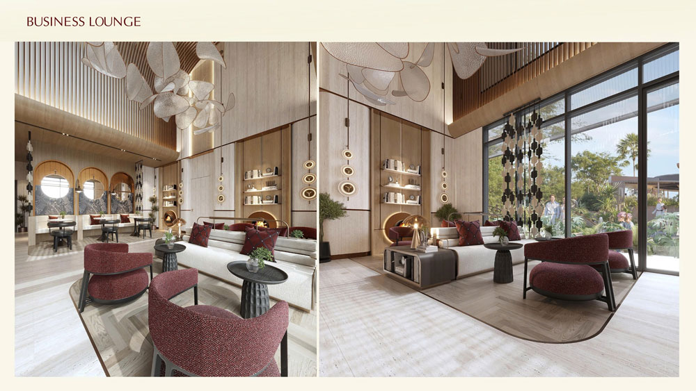 Business Lounge tại tầng trệt dành cho việc tiếp khách, họp bàn và ký kết hợp đồng