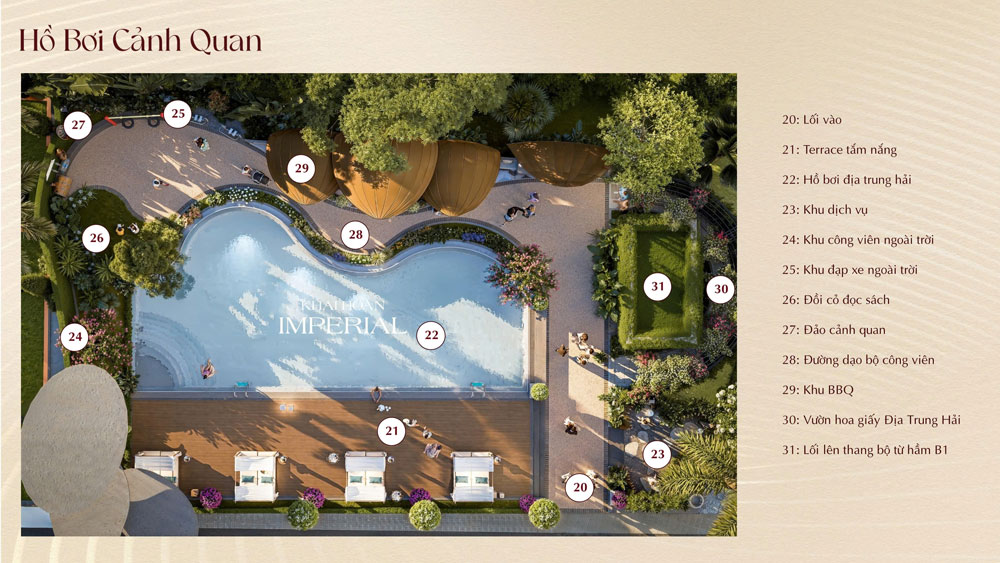Hệ thống tiện ích Hồ bơi Cảnh quan tại Khải Hoàn Imperial