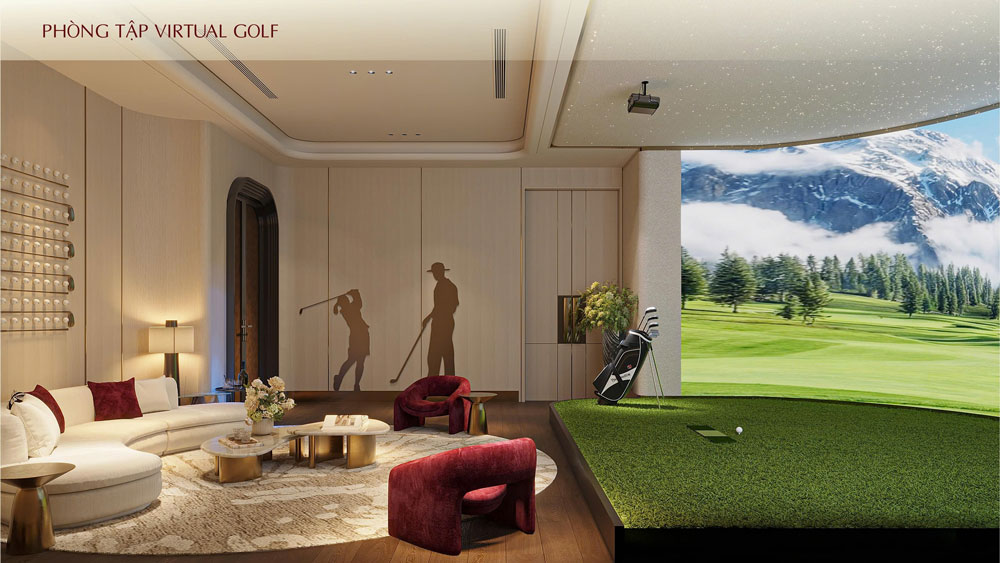 Phòng tập Virtual Golf đẳng cấp là điểm nhấn trong thiết kế tiện ích Khải Hoàn Imperial phục vụ nhu cầu giải trí và kết nối doanh nhân