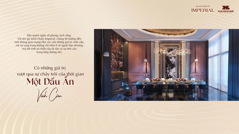 Chuẩn sống hạng sang Khải Hoàn Imperial còn thể hiện thông qua việc các căn hộ được trang bị với hệ nội thất từ các thương hiệu nổi tiếng và hệ thống SmartHome