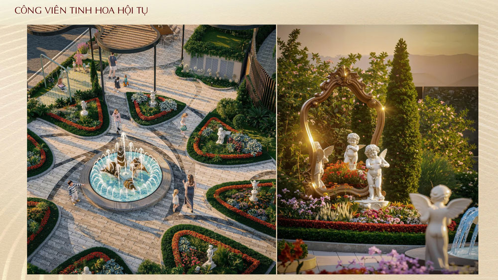 Công viên tinh hoa hội tụ của dự án được thiết kế như một khu vườn Châu Âu