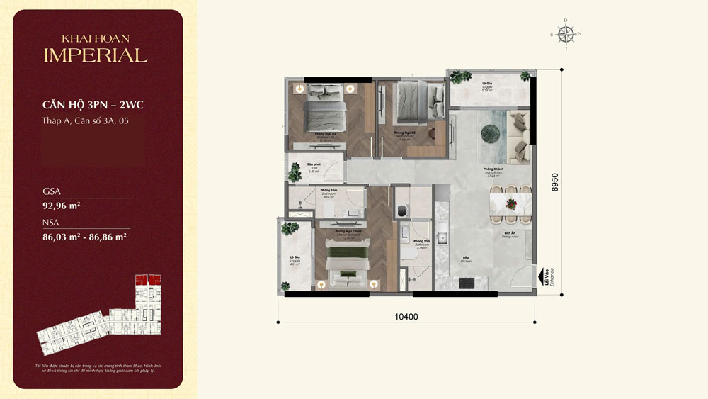 Layout căn hộ vuông vức giúp gia chủ dễ dàng bài trí nội thất theo gu thẩm mỹ cá nhân 
